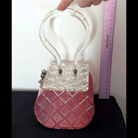 Wow FLORIDA HANDBAGS of Miami RED METALLIC & Clear Lucite Purse from the 1950s - Picture 2 of 6